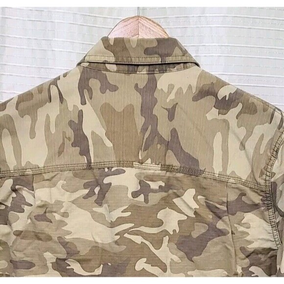 LL Bean Camo Shirt Jacket Mid-Heavy Weight Desert Tan Untucked Style Men's S - Picture 4 of 14
